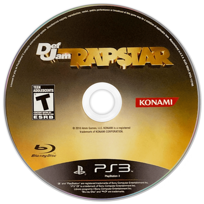 Def Jam Rapstar disc for PlayStation 3 (PS3) video game