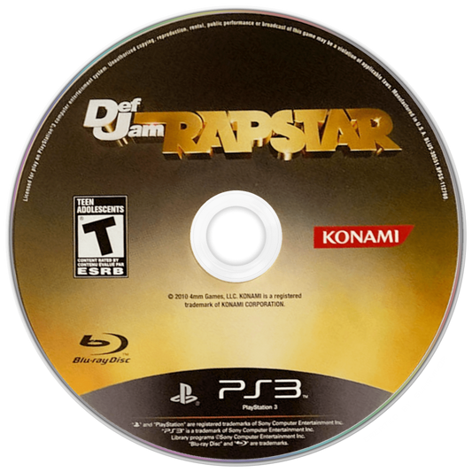 Def Jam Rapstar disc for PlayStation 3 (PS3) video game