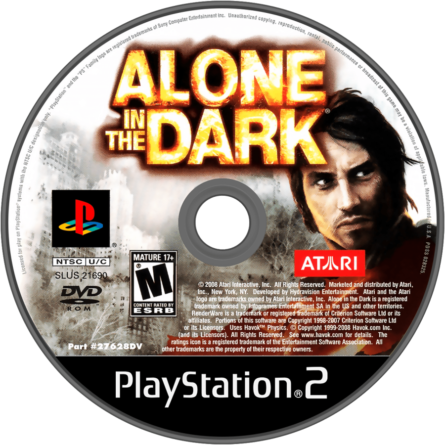 Alone in the Dark PS2 Sony PlayStation 2 survival horror action adventure game dark supernatural mystery exploration combat puzzles eerie atmosphere Infogrames Atari horror franchise retro gaming PlayStation 2 software video game title disc 