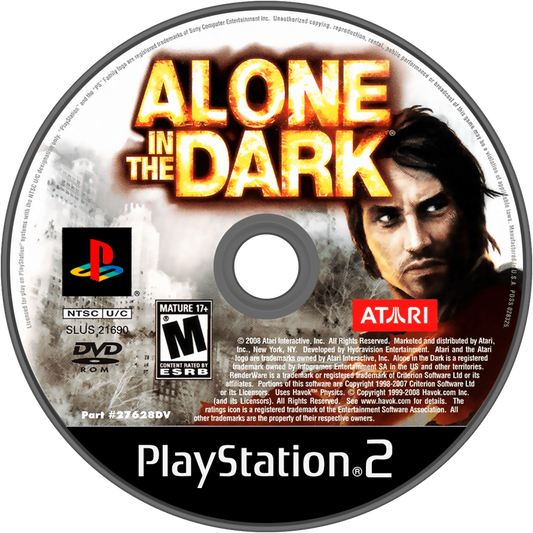 Alone in the Dark PS2 Sony PlayStation 2 survival horror action adventure game dark supernatural mystery exploration combat puzzles eerie atmosphere Infogrames Atari horror franchise retro gaming PlayStation 2 software video game title disc 
