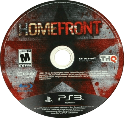 Homefront disc for PlayStation 3 PS3 video game