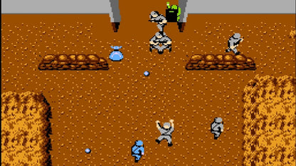 Commando game for the Nintendo Entertainment System featuring top down run and gun gameplay with continuous shooting grenade attacks and mission based stages as players advance through enemy territory in an arcade style military setting gameplay
