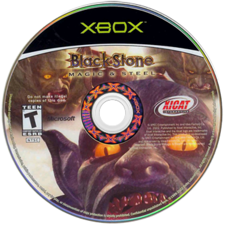 Black Stone Magic and Steel retro Xbox video game Black Stone fantasy hack and slash action adventure medieval combat magic dungeon crawling cooperative gameplay console title Xbox release disc