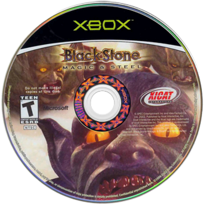 Black Stone Magic and Steel retro Xbox video game Black Stone fantasy hack and slash action adventure medieval combat magic dungeon crawling cooperative gameplay console title Xbox release disc
