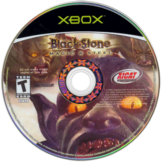 Black Stone Magic and Steel retro Xbox video game Black Stone fantasy hack and slash action adventure medieval combat magic dungeon crawling cooperative gameplay console title Xbox release disc