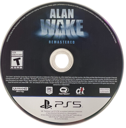 Alan Wake: Remastered – PlayStation 5 (PS5) disc for action thriller video game
