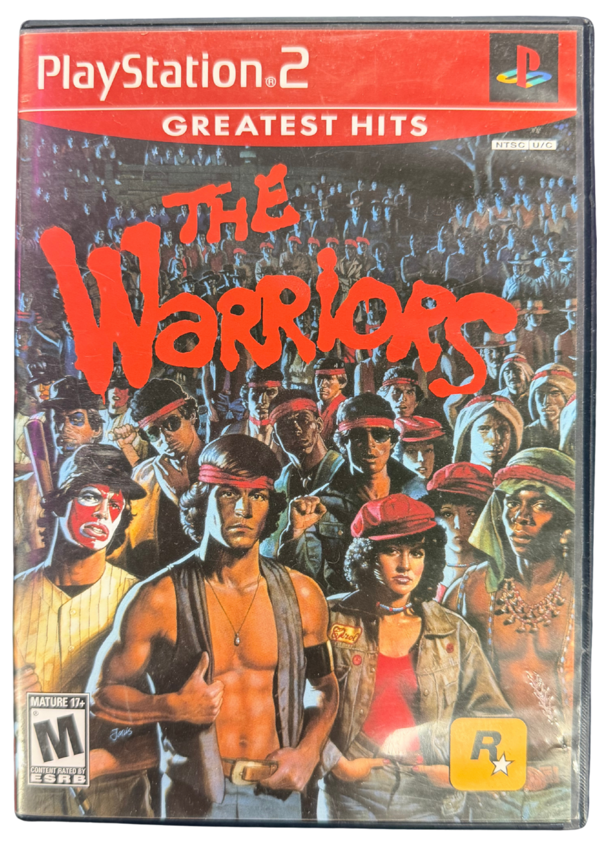 The Warriors Greatest Hits PlayStation 2 PS2 cover art for retro video game enthusiasts featuring beat em up action gameplay gang warfare street combat missions urban open environments story driven brawler mechanics Rockstar cinematic style and classic action adventure gaming experience and collectible gaming appeal cover art
