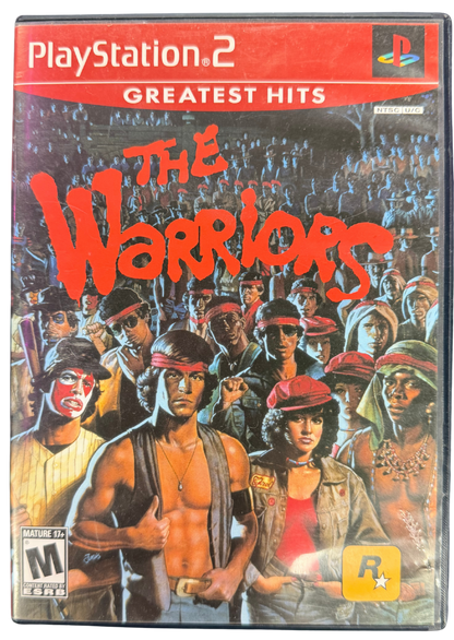 The Warriors Greatest Hits PlayStation 2 PS2 cover art for retro video game enthusiasts featuring beat em up action gameplay gang warfare street combat missions urban open environments story driven brawler mechanics Rockstar cinematic style and classic action adventure gaming experience and collectible gaming appeal cover art