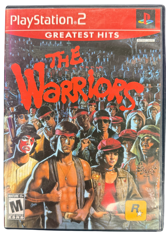The Warriors Greatest Hits PlayStation 2 PS2 cover art for retro video game enthusiasts featuring beat em up action gameplay gang warfare street combat missions urban open environments story driven brawler mechanics Rockstar cinematic style and classic action adventure gaming experience and collectible gaming appeal cover art