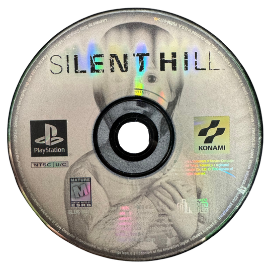 Silent Hill Game Only Sony PlayStation PS1 video game featuring psychological survival horror gameplay Harry Mason character fog covered town exploration disturbing monsters puzzle solving flashlight exploration limited ammunition combat eerie environments supernatural mysteries atmospheric horror and classic 32 bit PlayStation survival horror action game only edition retro video game collection collectible gaming appeal disc