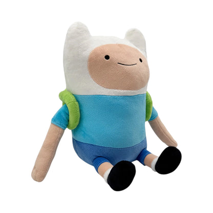 Finn 9 Inch Plush collectible Adventure Time character plush featuring Finn the Human soft plush construction detailed character styling 9 inch size huggable collectible display item animated series merchandise and pop culture collectible appeal left side