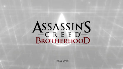 Assassin's Creed: Brotherhood start screen for Xbox 360 (X360) action-adventure video game