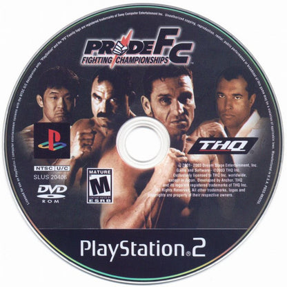 Pride FC disc cover art for PlayStation 2 (PS2) MMA video game.