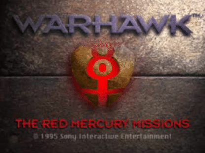 Warhawk title card for PlayStation 1 (PS1) flight combat video game