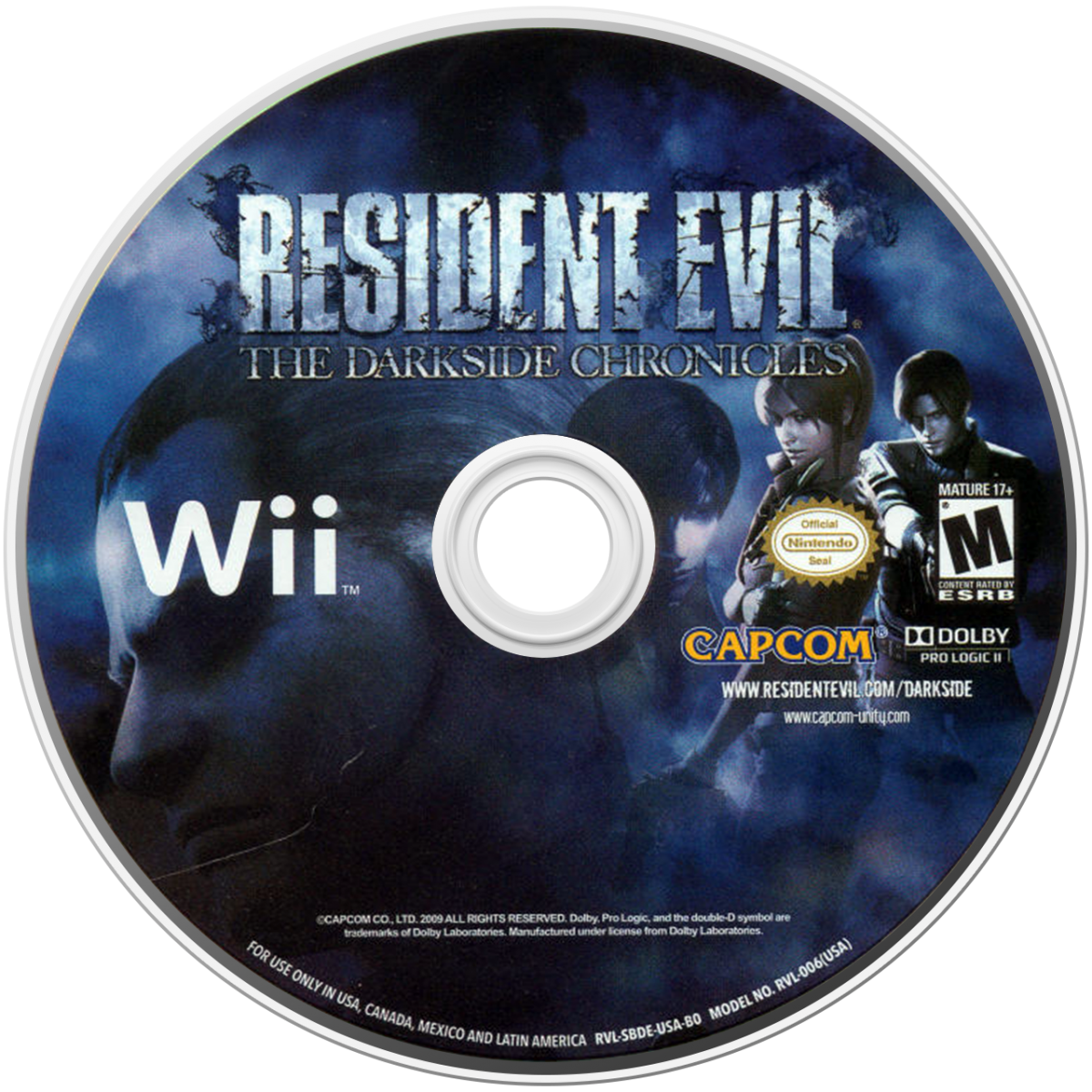 Resident Evil The Darkside Chronicles Nintendo Wii light gun shooter rail shooter on-rails game Resident Evil series Capcom Operation Javier scenario Leon Kennedy Krauser Claire Redfield Umbrella chronicles zombie outbreak motion controls shooting gallery style disc