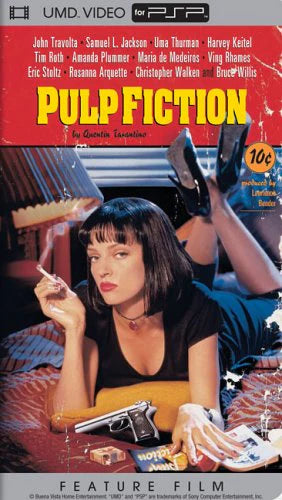 Pulp Fiction PSP movie for PlayStation Portable featuring iconic crime film storytelling, cult classic scenes, and portable UMD movie format front cover
