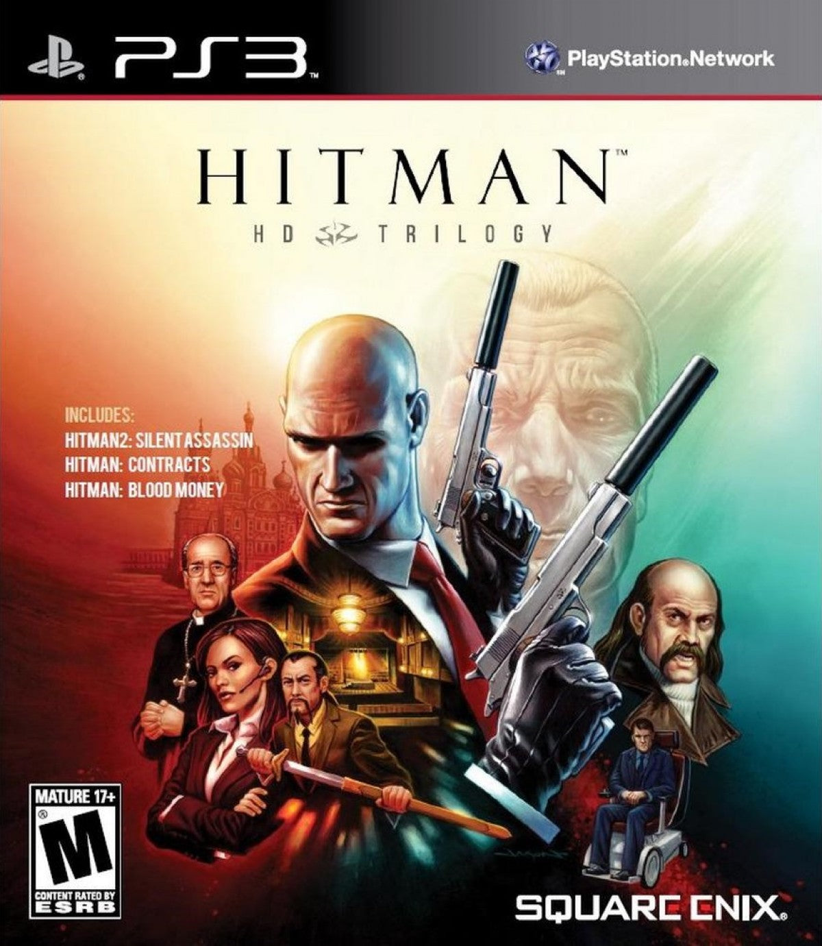 Hitman Trilogy HD PlayStation 3 PS3 video game collection, stealth action gameplay, Agent 47 missions, remastered classic Hitman titles cover art