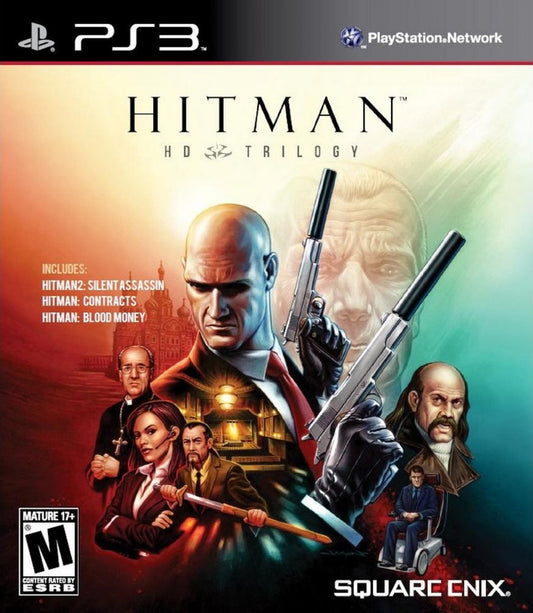 Hitman Trilogy HD PlayStation 3 PS3 video game collection, stealth action gameplay, Agent 47 missions, remastered classic Hitman titles cover art