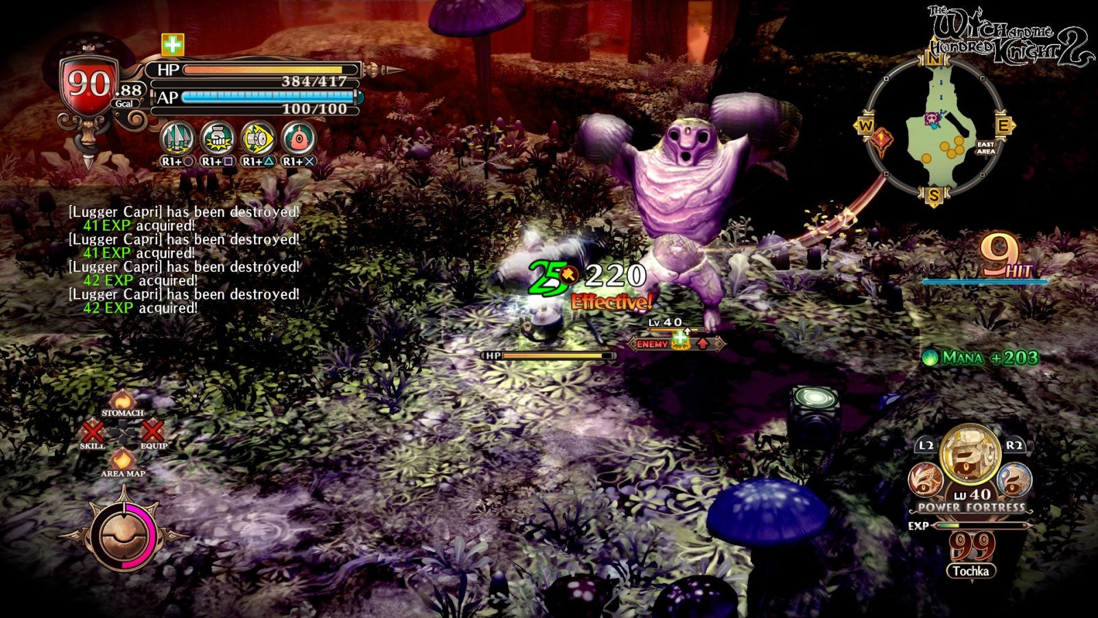 The Witch and the Hundred Knight 2 for PS4 featuring dark fantasy action RPG gameplay and anime style artwork gameplay