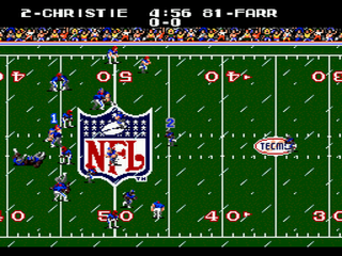 Tecmo Super Bowl for Sega Genesis with classic 16-bit football simulation theme gameplay