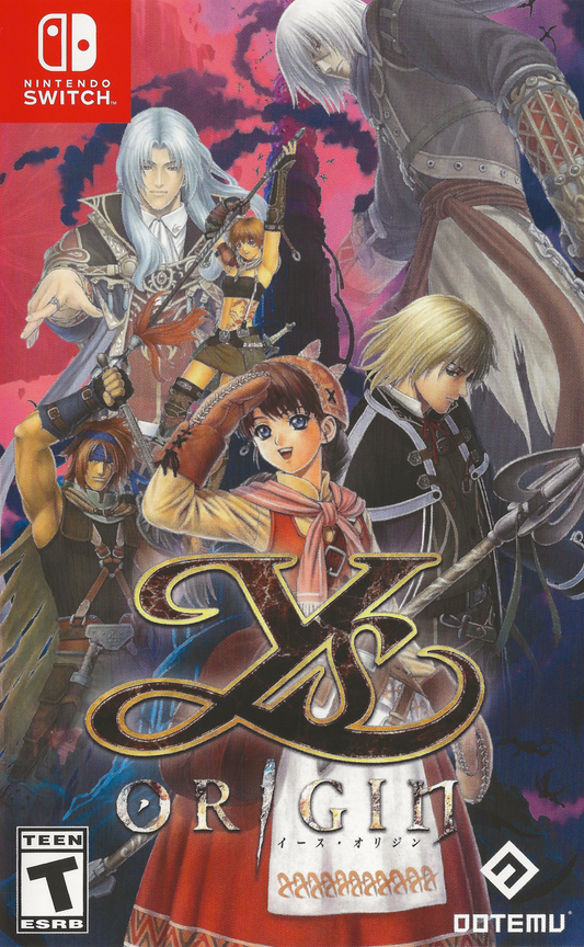 Ys Origin Nintendo Switch inspired design featuring classic action role playing adventure aesthetic fast paced hack and slash combat towering dungeon exploration fantasy storytelling iconic heroes challenging boss battles and legendary JRPG gameplay presentation cover art