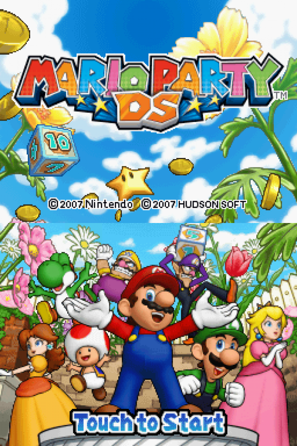 Mario Party DS start screen for Nintendo DS (DS) party mini-game collection video game