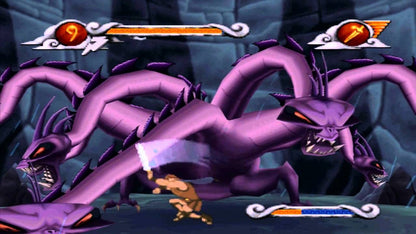 Disney Hercules PlayStation 1 PS1 Virgin Interactive 2D side-scrolling platformer action-adventure based on the animated film levels following Hercules journey Meg Hades Pegasus Phil Pain Panic titans Hydra Greek mythology villain battles puzzle-solving voice clips from the movie Sony PlayStation original classic 90s licensed game gameplay screenshot
