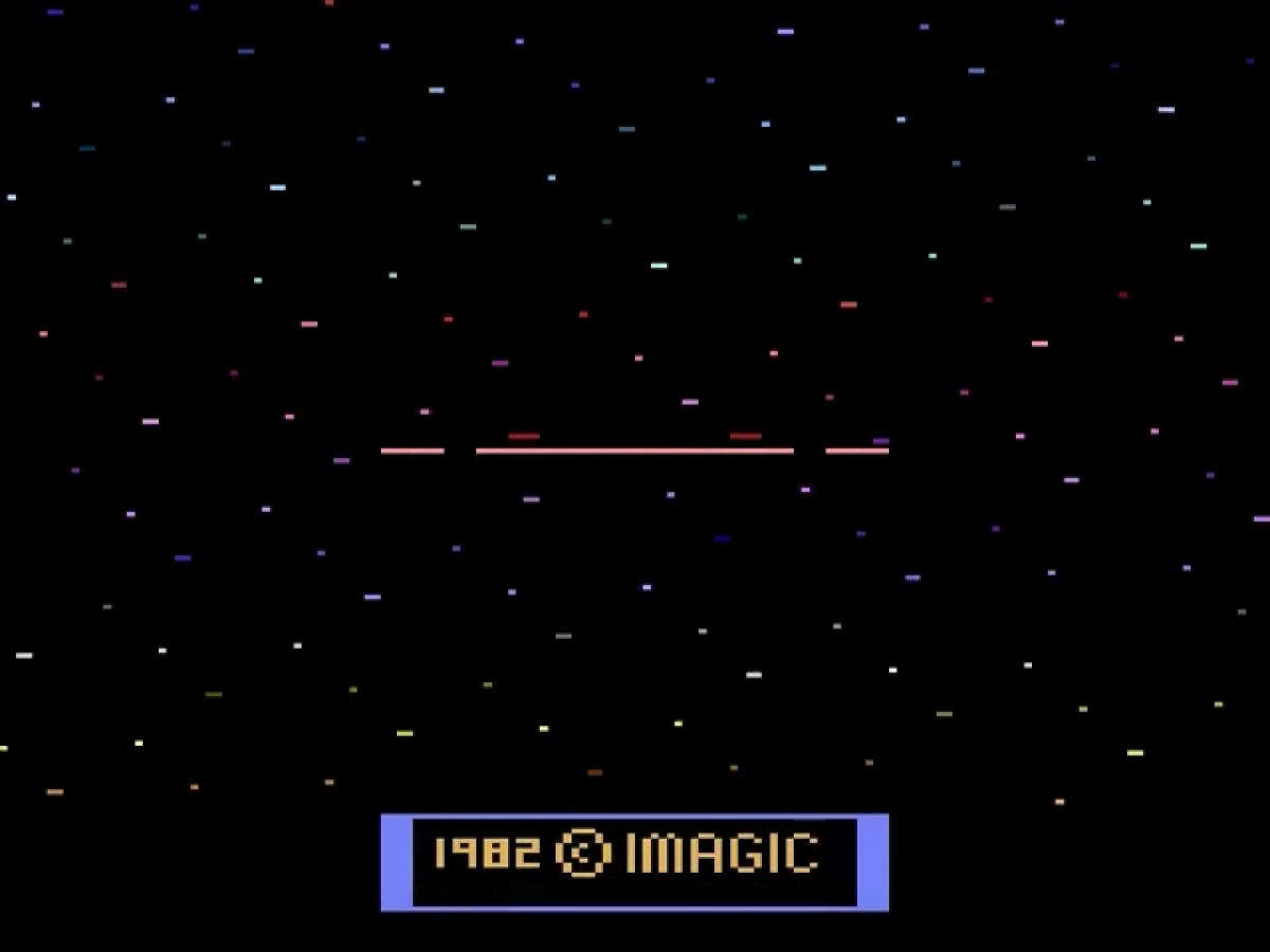 Cosmic Ark retro Atari 2600 video game featuring space shooter gameplay, alien combat missions, sci fi arcade action and classic Atari entertainment - title screen