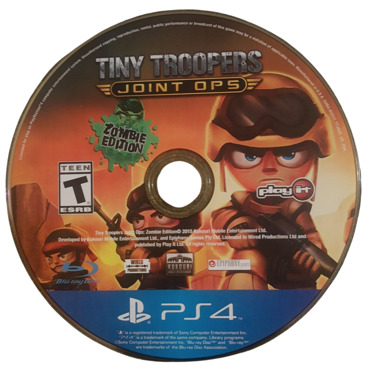 Tiny Troopers Joint Ops PlayStation 4 PS4 for action strategy video game fans featuring top down military combat fast paced missions tactical shooting explosive weapons enemy battles challenging objectives arcade style gameplay and collectible gaming appeal game disc