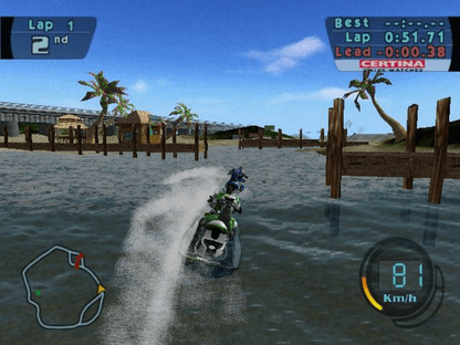 Splashdown Microsoft Xbox Original Xbox video game featuring jet ski racing gameplay high speed watercraft racing challenging courses stunt jumps wave physics competitive races extreme water sports action retro video game collection collectible gaming appeal gameplay