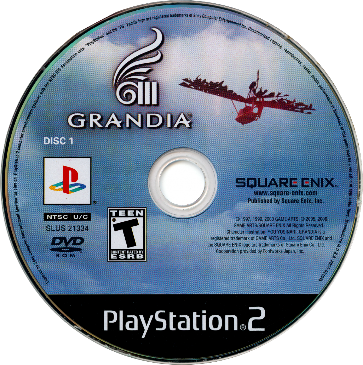 Grandia III PlayStation 2 PS2 role playing video game featuring turn-based combat epic fantasy adventure colorful characters magical attacks strategic battles exploration character development powerful abilities and classic PlayStation 2 PS2 gameplay collectible retro gaming appeal game disc 1