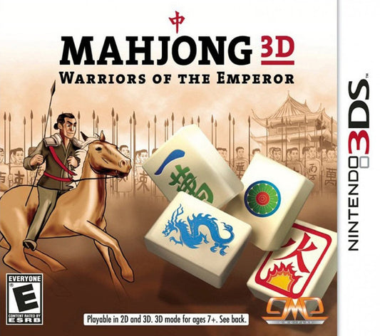 Mahjong 3D Warriors of the Emperor for Nintendo 3DS mahjong puzzle game featuring Chinese themed tiles campaign challenges and classic tile matching gameplay cover