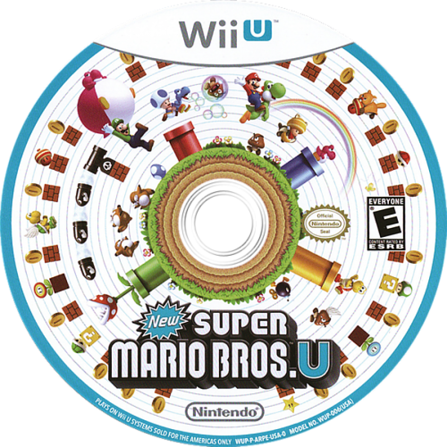 New Super Mario Bros. U disc cover art for Nintendo Wii U (WiiU) video game