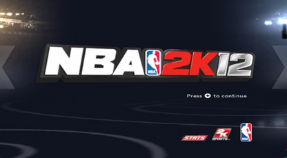 NBA 2K12 Wii inspired design featuring realistic basketball simulation aesthetic legendary NBA players and teams authentic arena atmosphere fast paced court action championship competition immersive sports gameplay nostalgic Nintendo Wii presentation start screen
