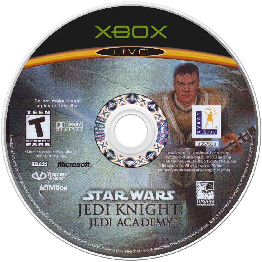 Star Wars Jedi Knight Jedi Academy for Xbox (Xbox), disc action adventure video game.