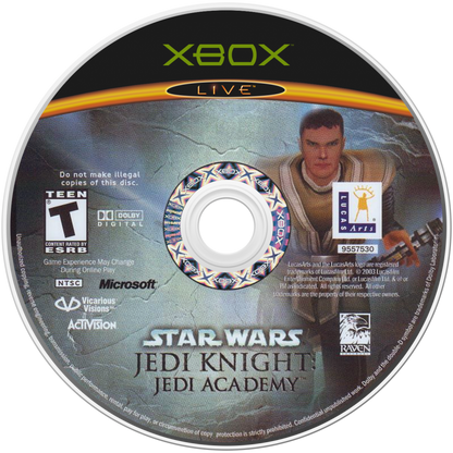 Star Wars Jedi Knight Jedi Academy for Xbox (Xbox), disc action adventure video game.