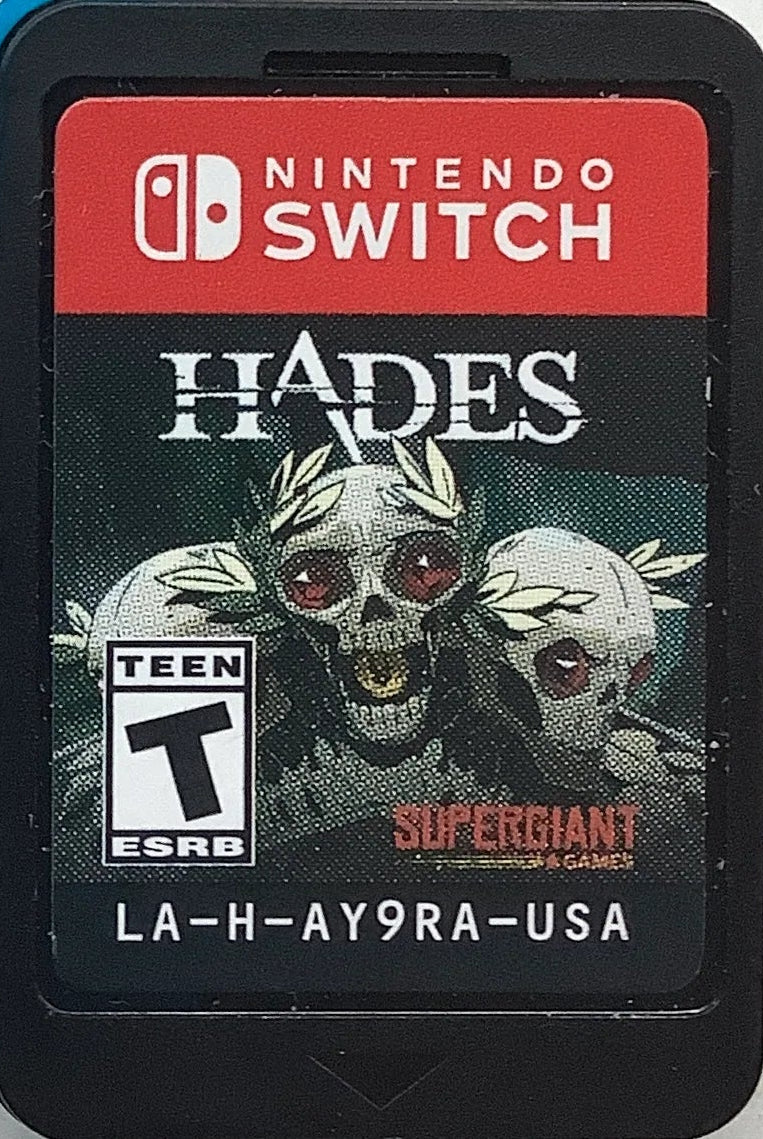 Hades Nintendo Switch game featuring fast-paced roguelike dungeon action and Greek mythology storytelling cartridge