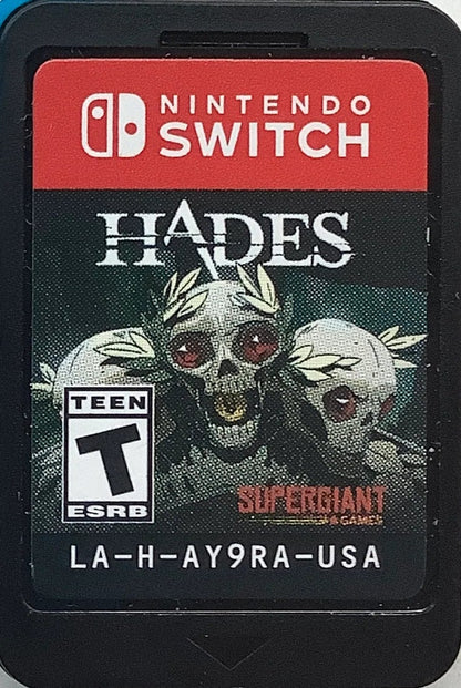 Hades Nintendo Switch game featuring fast-paced roguelike dungeon action and Greek mythology storytelling cartridge
