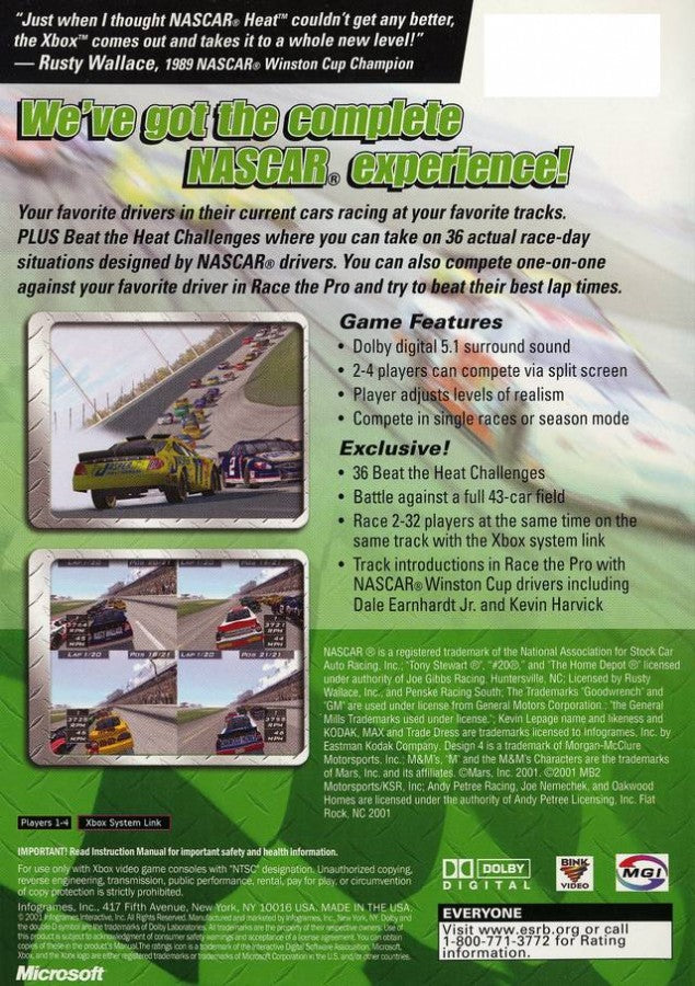 NASCAR Heat 2002 back cover art for Xbox (XBOX) video game 
