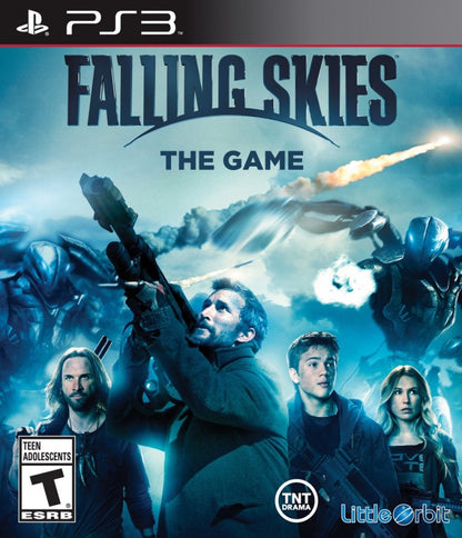 Falling Skies: The Game cover art for PlayStation 3 PS3 video game, strategy action, sci-fi alien invasion, TV series tie-in, console title
