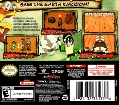 Avatar: The Last Airbender – The Burning Earth back of case for Nintendo DS (DS) action adventure video game