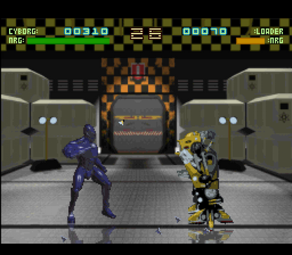 Rise of the Robots retro SNES video game Rise of the Robots sci fi fighting game robotic combat one on one battles futuristic action gameplay console title Super Nintendo release gameplay