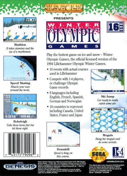 Winter Olympic Games Lillehammer 94 back cover art for Sega Genesis (GEN) video game