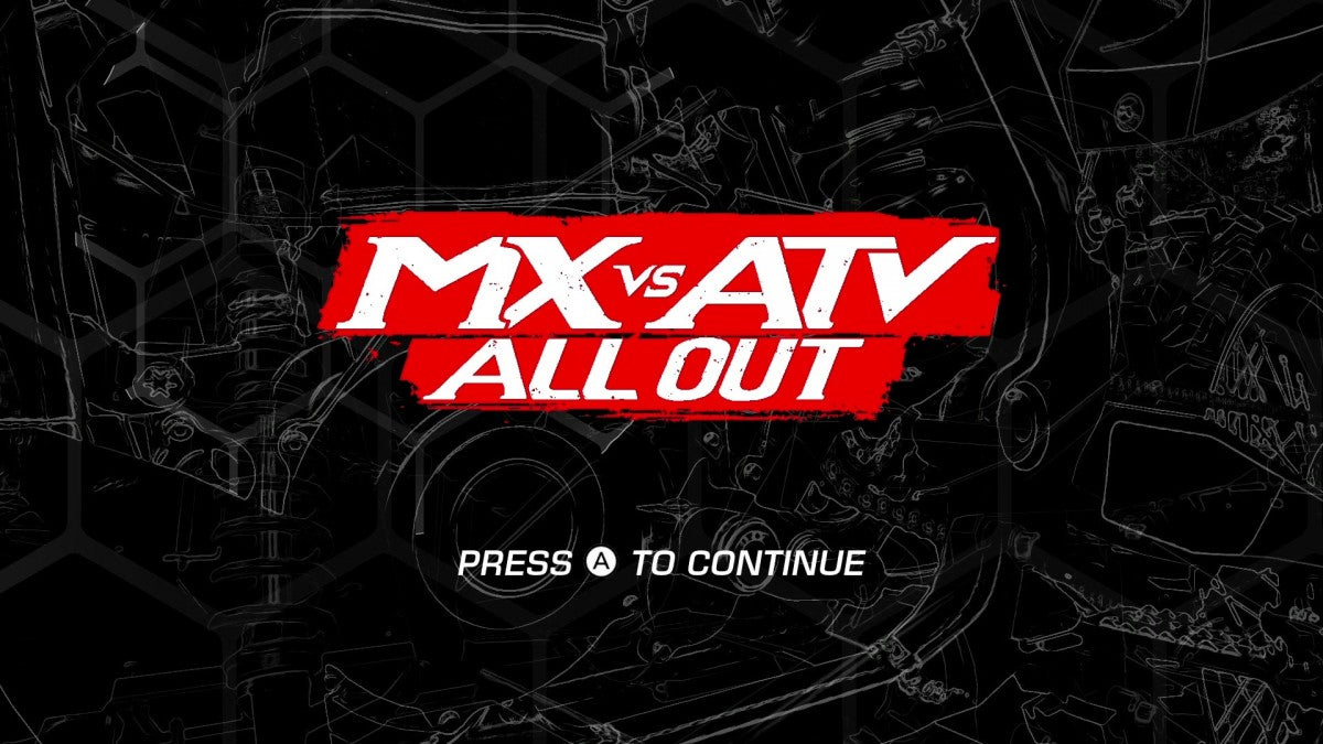 MX vs ATV All Out Nintendo Switch open world off road racing game multiple vehicle types ATV dirt bike monster truck tricks freestyle career mode split screen multiplayer title screen
