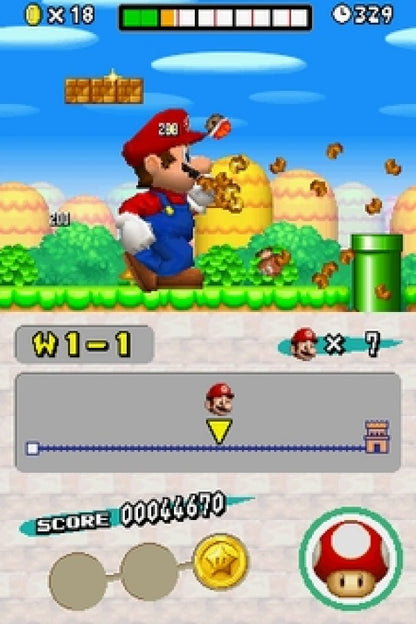 New Super Mario Bros gameplay for Nintendo DS (DS) 2D platforming adventure video game