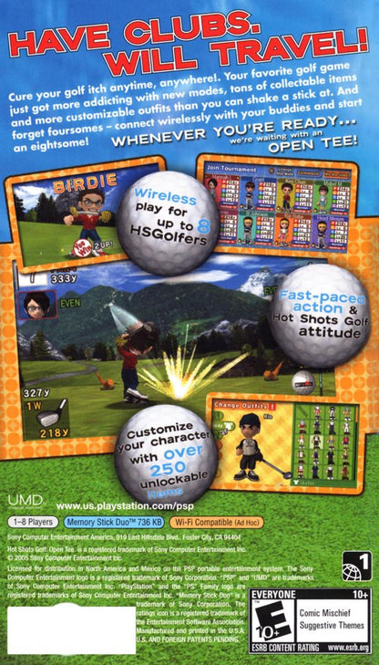 Hot Shots Golf: Open Tee back of case for PlayStation Portable (PSP) golf sports game