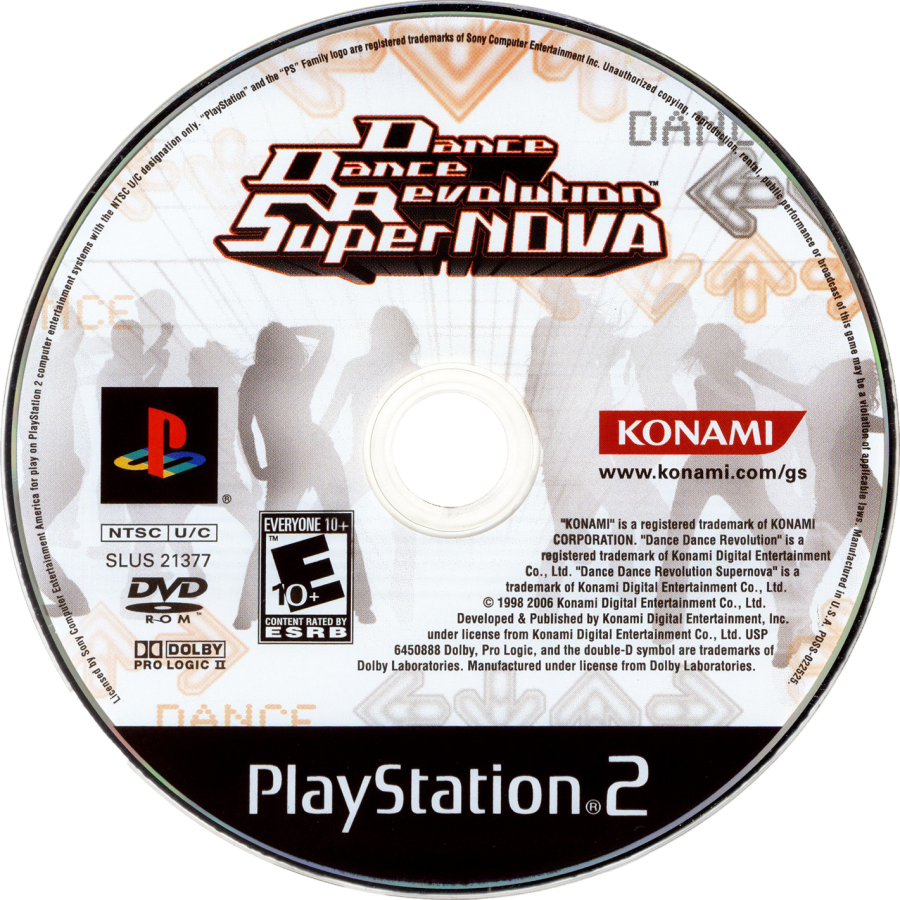 Dance Dance Revolution SuperNova for PlayStation 2 with rhythm-based dance gameplay and music challenge theme disc