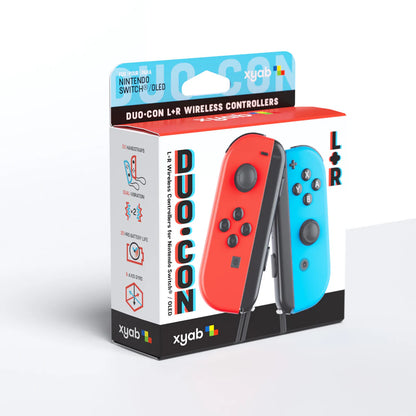 XYAB brand wireless Joy-Con controllers for Nintendo Switch, ergonomic gaming controllers with responsive buttons, compatible with Nintendo Switch console, available in multiple colors for enhanced gaming experience