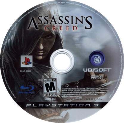 Assassin's Creed disc cover art for PlayStation 3 video game. 