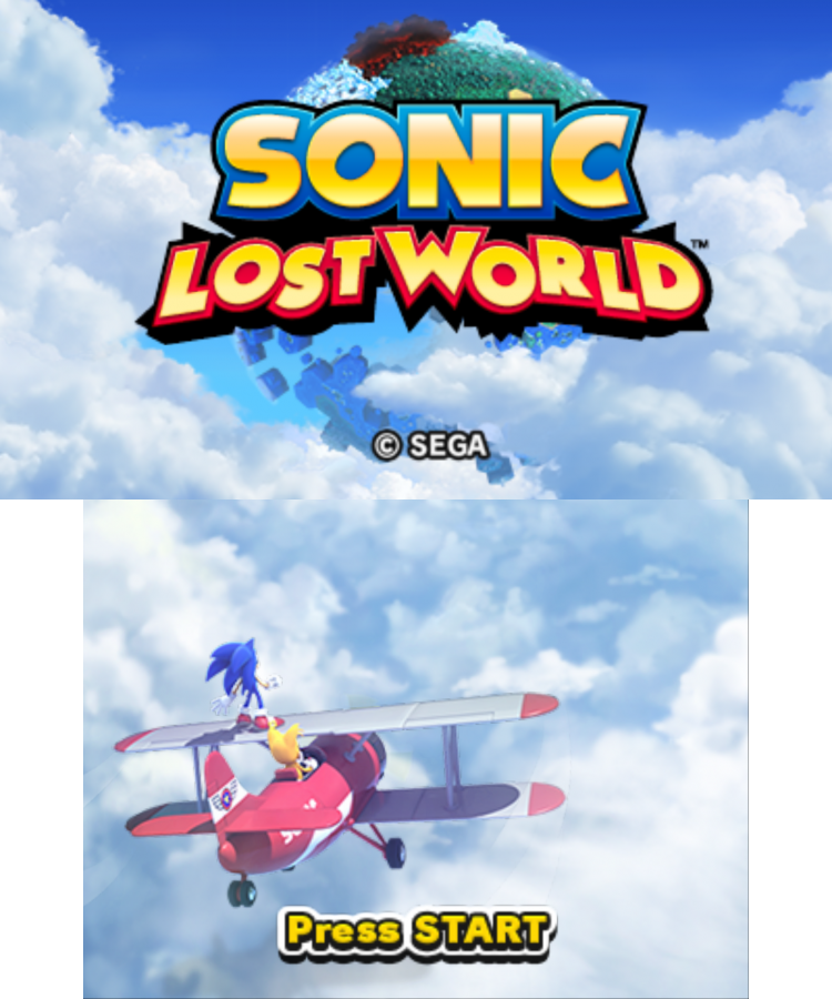 Sonic Lost World start screen for Nintendo 3DS (3DS) platformer video game